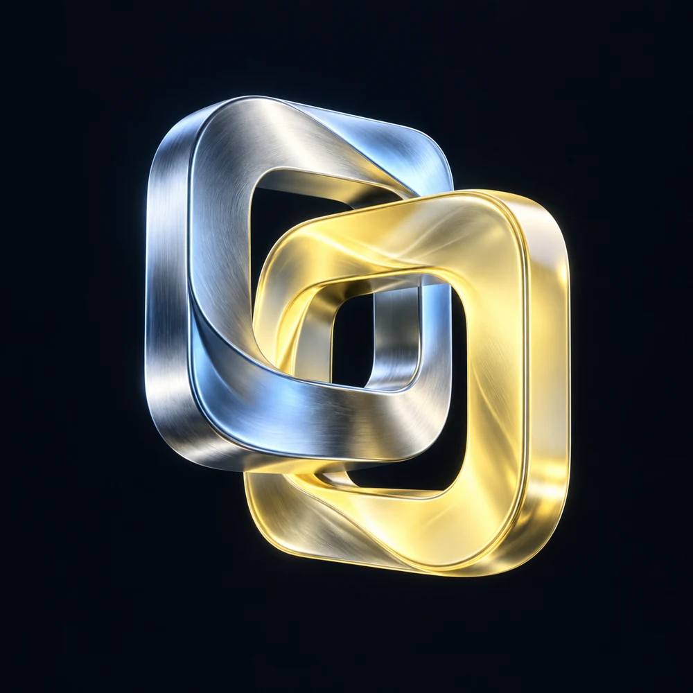 Interlocking silver and gold frames